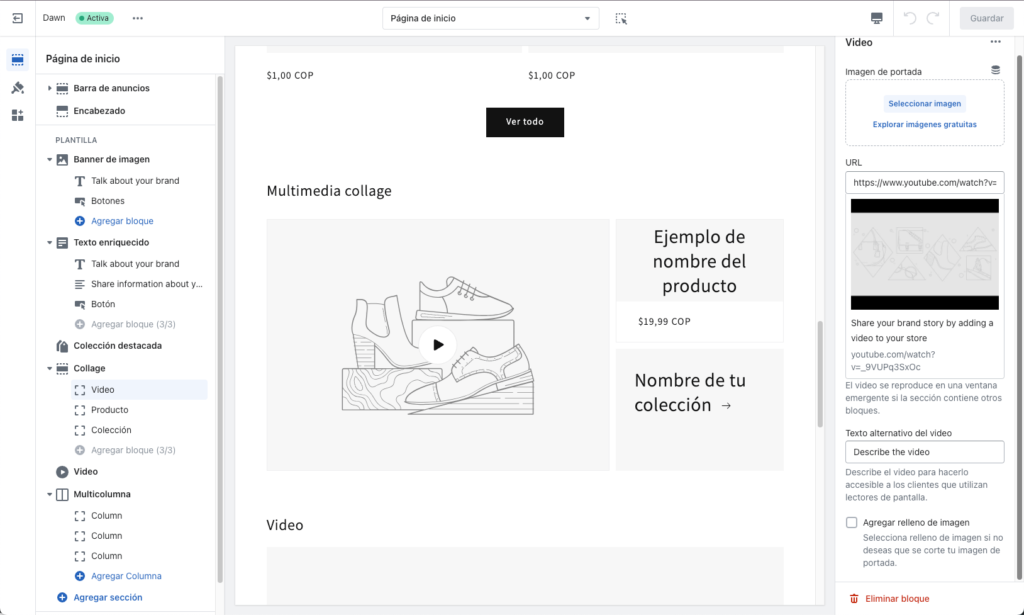 Shopify: Theme editor