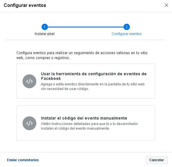 Configuración de Eventos en Píxel de Facebook