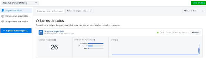 Estadísticas de eventos Píxel de Facebook