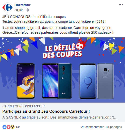 Jeu concours Facebook Carrefour