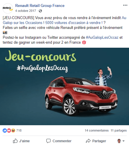 Jeu concours Facebook Renault