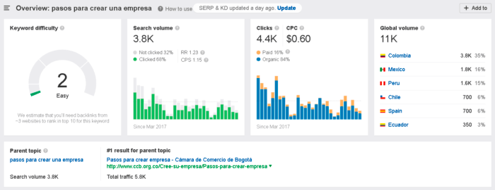 KPI SEO palabras claves