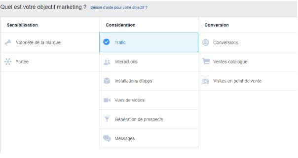 Objectifs marketing Facebook